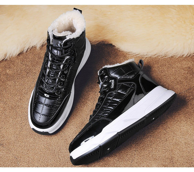 Trendy Silver Winter Boots Man High top Sneakers Outdoor Warm Plush Men's Snow Boots Platform Furry Ankle Boots Men Casual Boot