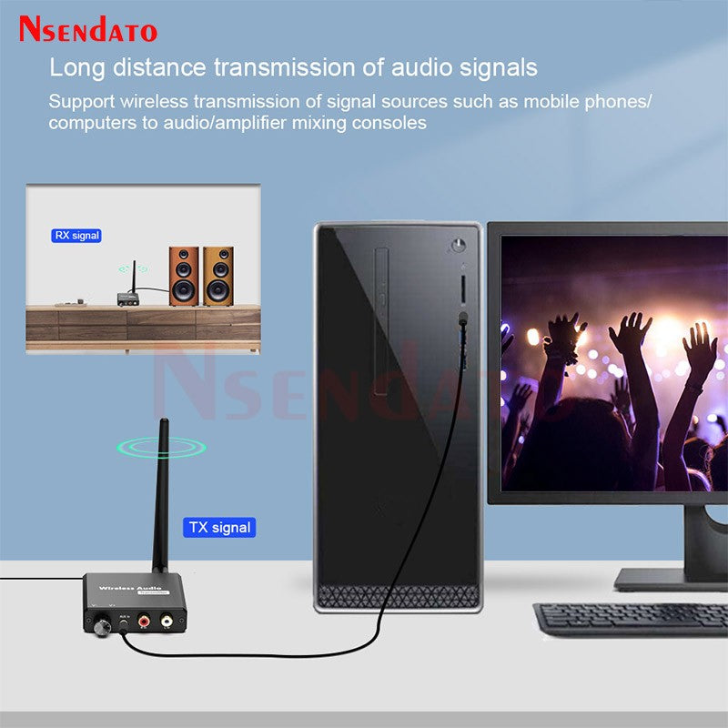Adaptador de música Wi-fi digital sem fio 2.4G Kit transmissor e receptor de áudio sem fio 50M com AUX 3.5mm P/D para TV Box DVD PC