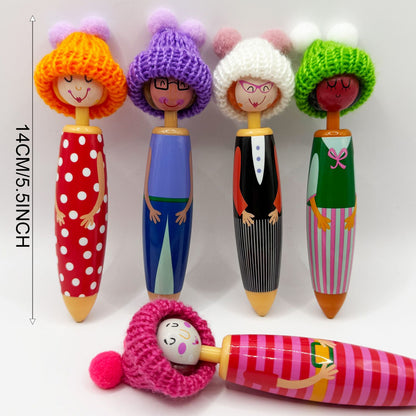 Christmas Doll Ballpoint Pen, Cute Cartoon Gel Pen 0.5mm Blue Ink, Suitable for Business Home or Office Supplies.
