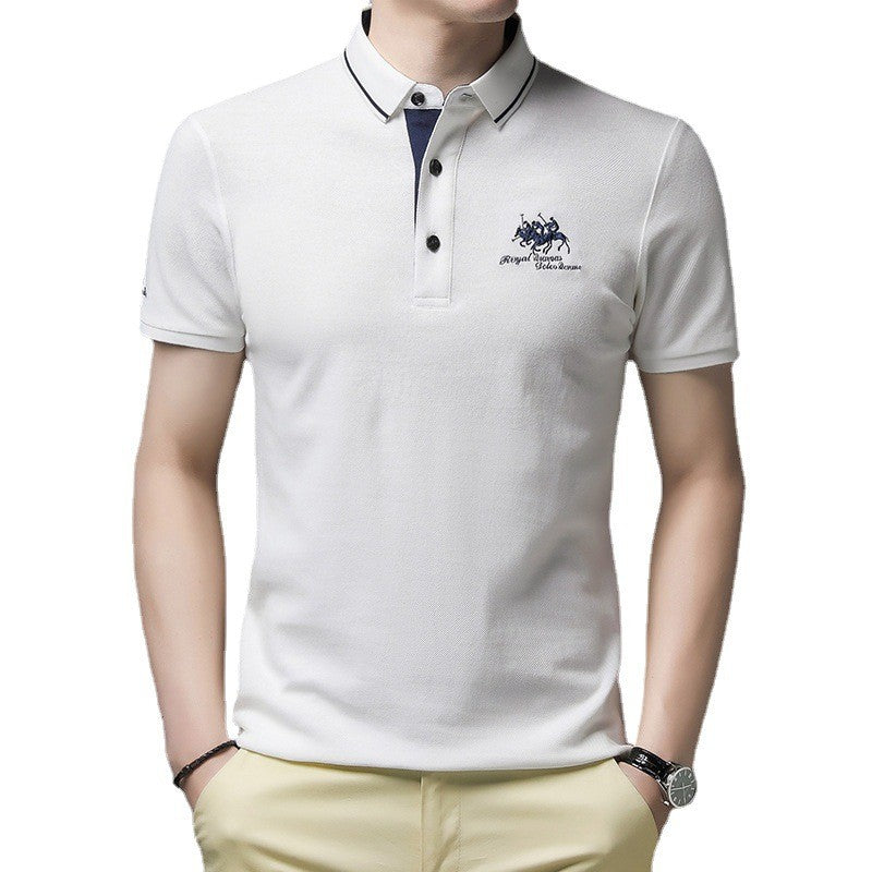 New Summer Embroidered Pure Cotton Men's Luxury Polo Shirt Top Casual Short Sleeved Fashionable Wrinkle Resistant Men's T-shirt