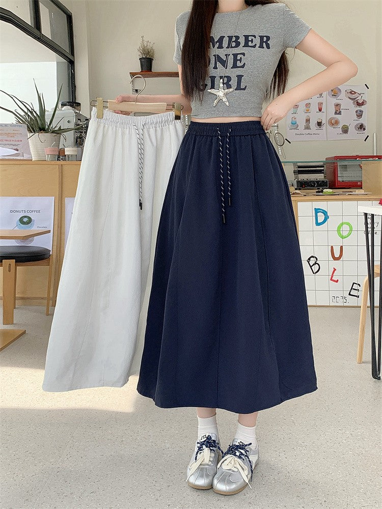 Plus Size Skirt Women 2025 Summer New Fashionable High Elastic Waist A Line Skirt Korean Style Casual Long Skirt Woman
