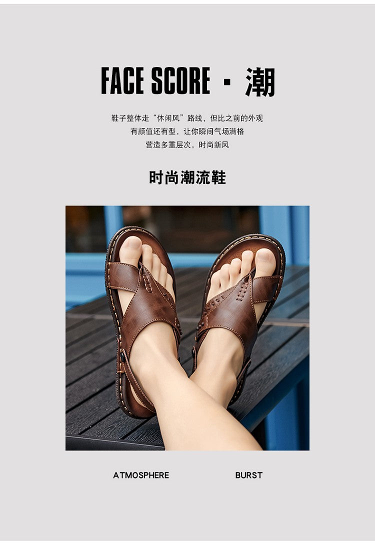 Sandals for men summer breathable and anti slip herringbone sandals dual-use for both external and soft soled men's beach shoes