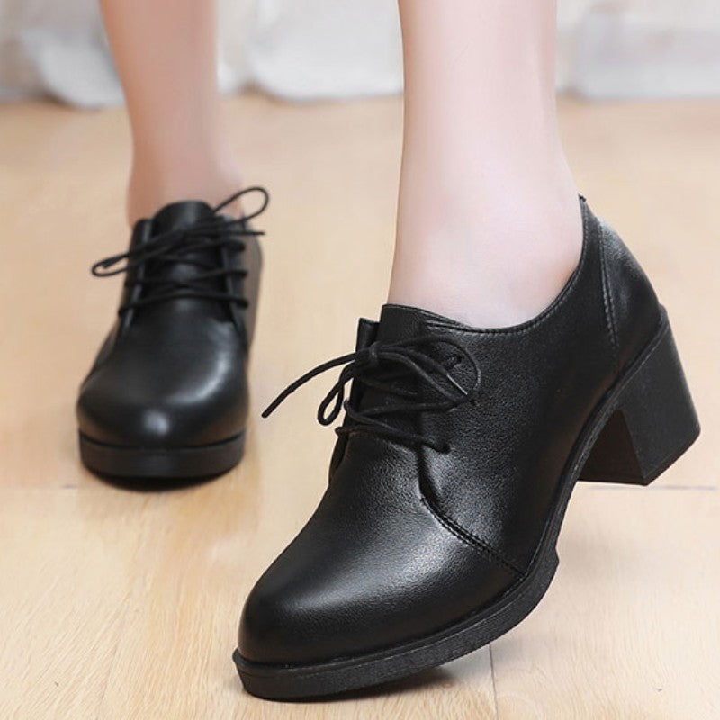 Spring and Autumn Fashion New Sexy Round Toe Banquet Women's Thick Heels Solid Color Straps Daily Elegant and Comfortable Pumps