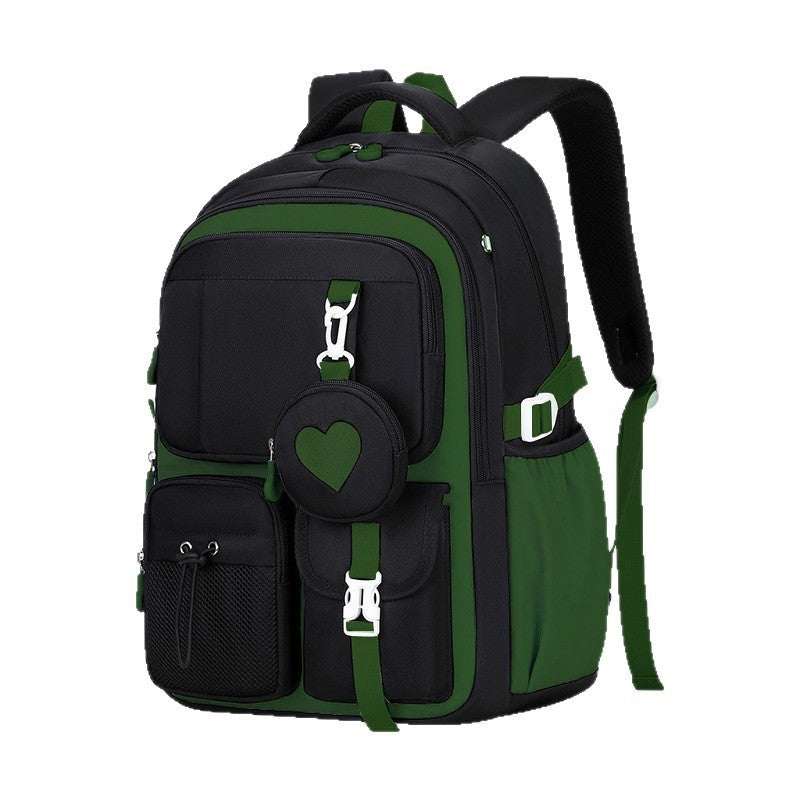 Mochila Escolar Estojo Lancheira Love Pattern Três Peças Tecido Nylon Impermeável Menino Menina Adolescentes Mochila Tendência