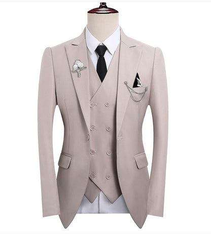 High Quality Classic Men Suit Tuxedo Peak Lapel Groomsmen Wedding Suits Set 3 Pieces(Jacket+Pants+Vest)Fashion Men Business Suit