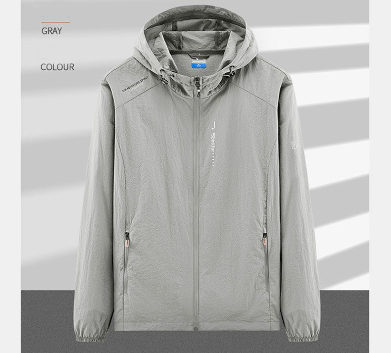 Summer Outdoor Quick Dry Sun-Protective Thin Jacket Men Hiking Fishing Cycling Hooded Gym Sport Windbreaker Ultra Light Coats