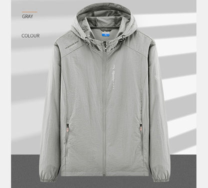 Summer Outdoor Quick Dry Sun-Protective Thin Jacket Men Hiking Fishing Cycling Hooded Gym Sport Windbreaker Ultra Light Coats