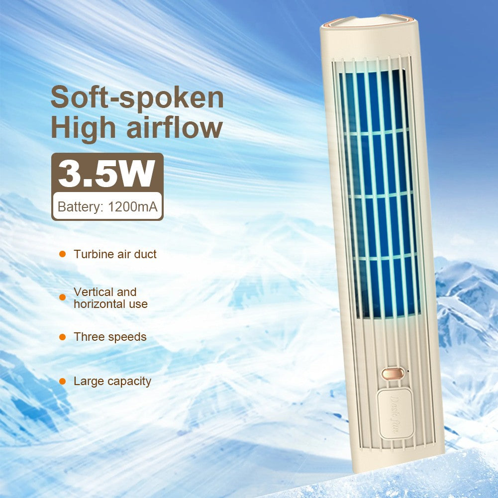 Tower Fan USB Charging Portable Air Conditioner 1200mAh Desktop Cooling Fan Wireless Desk Fan for Home Office