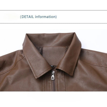 Men's New Leather Jacket Mens Top Windproof Casual Jacket Spring and Autumn Slim Fit Lapel Casual Jacket Bomber Coat