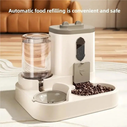 Conjunto Comedouro e Bebedouro Automático para Cães e Gatos: Design por Gravidade, À Prova de Vazamento, À Prova de Derrame, Antiderrapante, Fácil de Limpar, Tigela de Comida Embutida