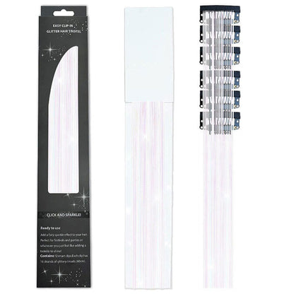 6/12 peças de tic-tac de cabelo sintético, peça única, extensões de cabelo com brilho feminino, kit de enfeites de cabelo, peruca brilhante resistente ao calor