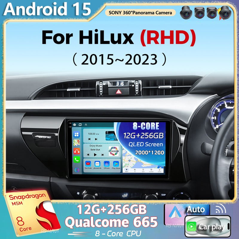 Android 15 For Toyota Hilux 2015-2023 RHD  2K QLED Android Car Radio Multimedia Video Player stereo CarPlay Dsp Head Unit