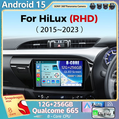 Android 15 For Toyota Hilux 2015-2023 RHD  2K QLED Android Car Radio Multimedia Video Player stereo CarPlay Dsp Head Unit