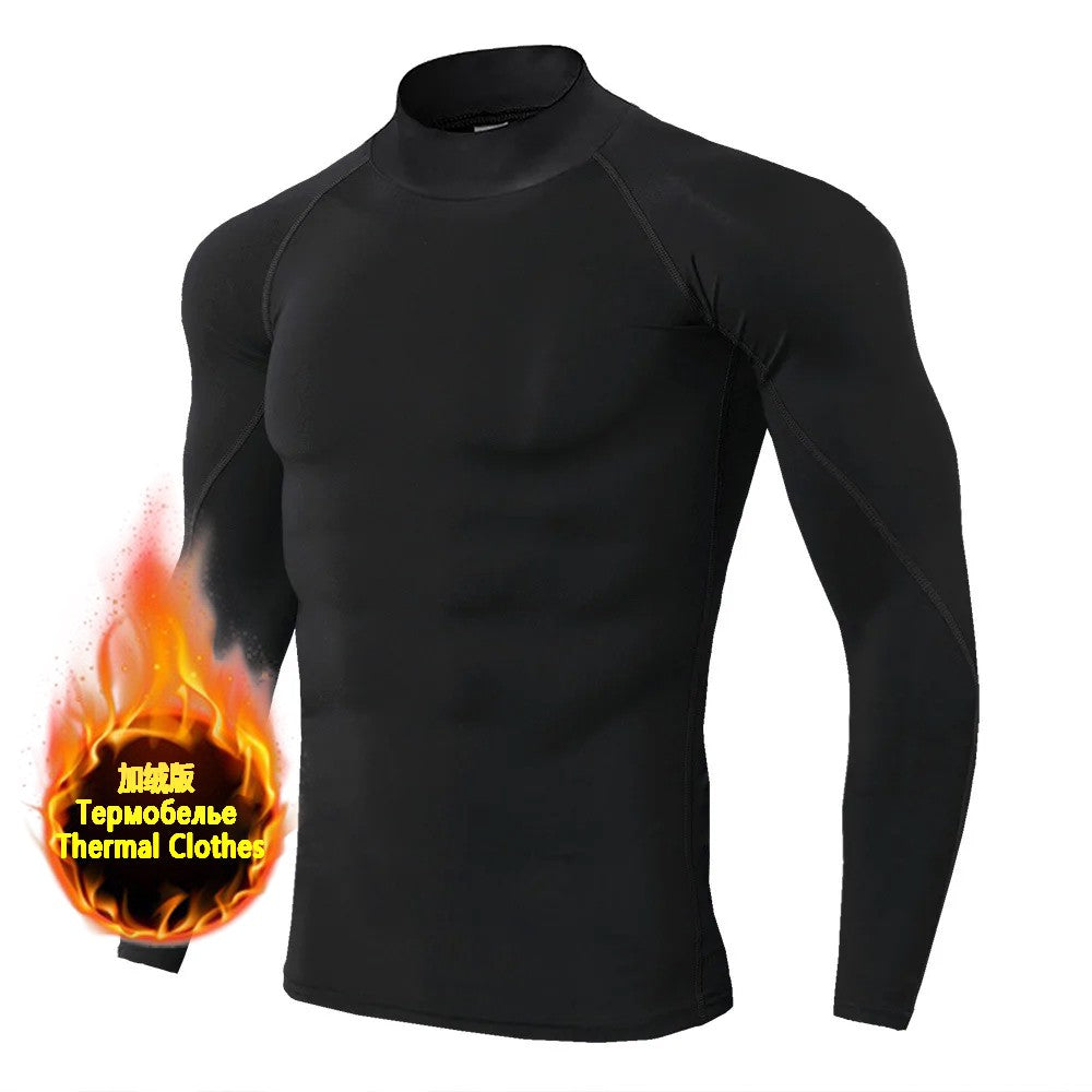 Winter Man Compression Shirt Cycling Clothing Warmth Shirt Warm Bottoming Shirt Men Compression T-Shirt Gym Sportswear 2024 New