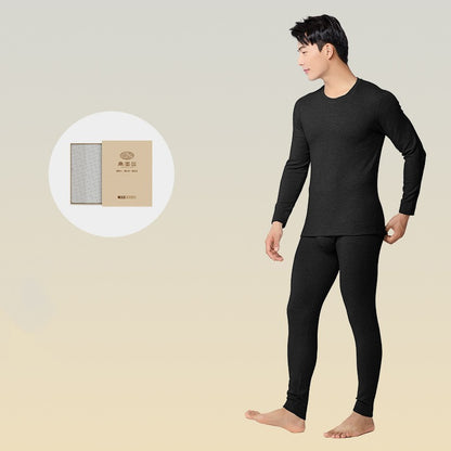 6760 Autumn Winter Keep Warm Slim Underwear Tops Pants For Men Good Quality Mulberry Silk Fleece Thicken Simple Male Sets Gift