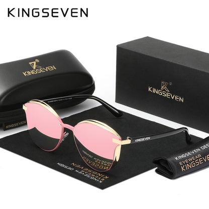 KINGSEVEN Trend Luxury Cat Eye Women's Glasses Polarized Sunglasses UV400 Lens for Lady Travel Eyewear