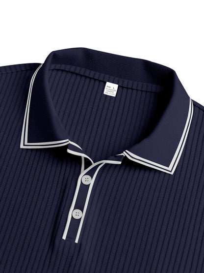 Spring And Autumn New Men's Striped Long Sleeve Polo Shirt Slim Fit Collar Multi Color Business And Leisure Versatile Men's Top