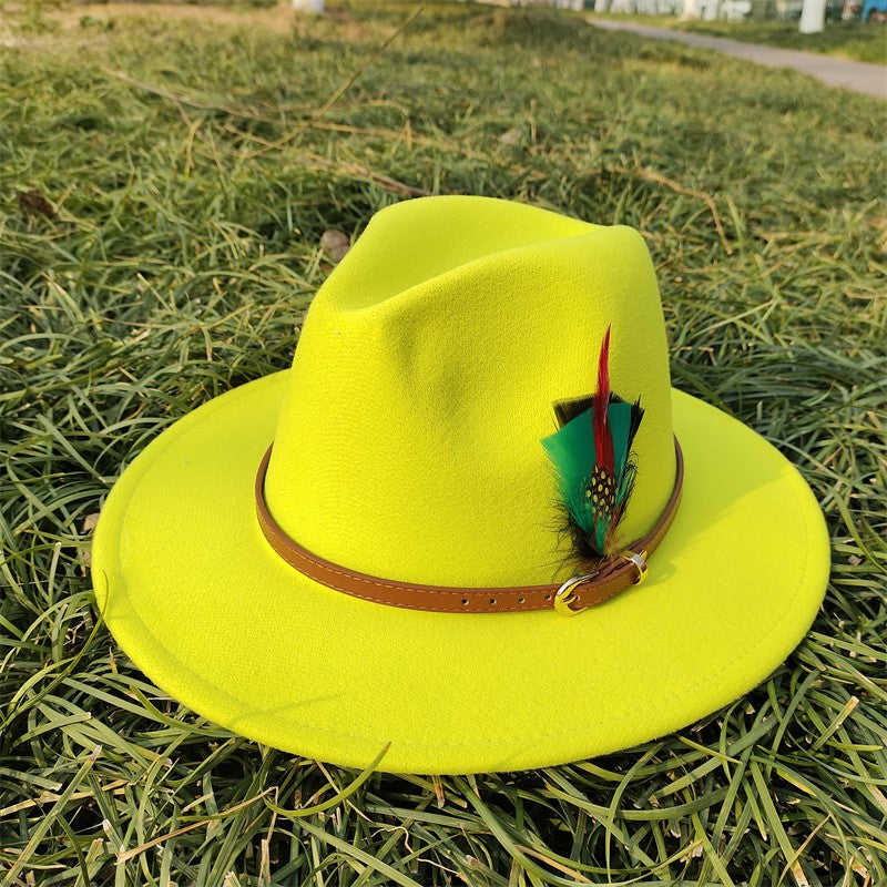 Chapéu Fedora Novo de Camurça 2023 Masculino e Feminino Outono Chapéu Panamá Jazz Estilo Britânico Elegante Retrô Fedora Chapéu de Aba Larga