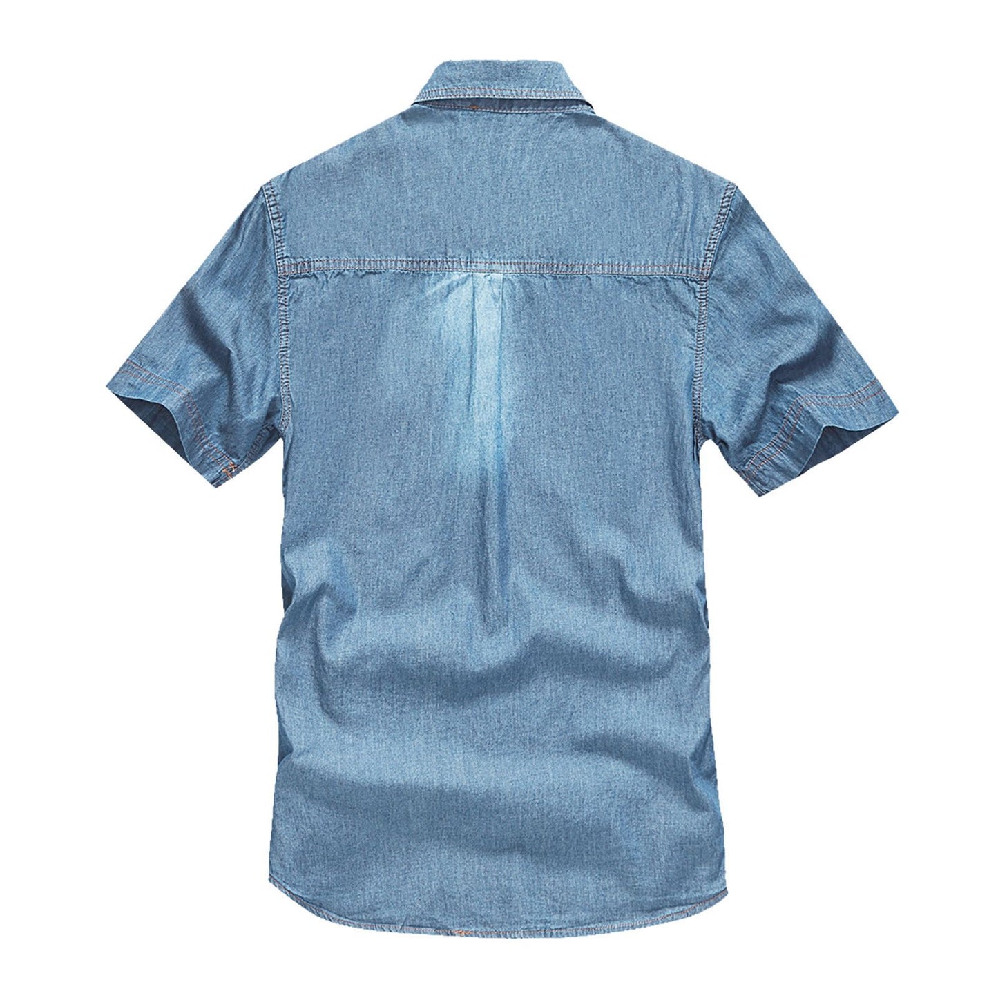 Men Denim Shirts Double Pocket Solid Color Casual Male Cowboy Shirts New Summer Autumn Slim Fit High Quality Shirts For Men