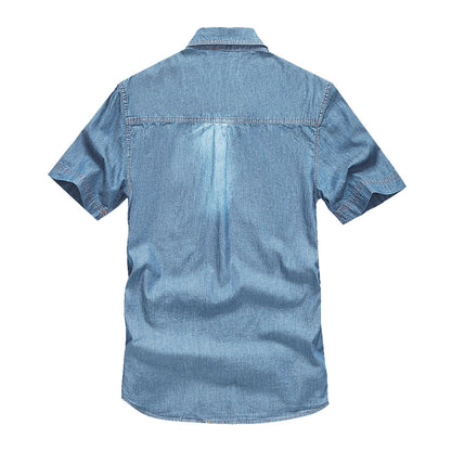 Men Denim Shirts Double Pocket Solid Color Casual Male Cowboy Shirts New Summer Autumn Slim Fit High Quality Shirts For Men