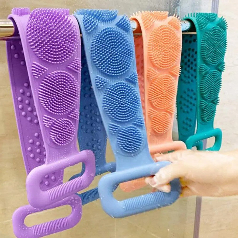 1 Esponja Corporal de Silicone, Escova Esfoliante Corporal, Toalha de Banho Esfoliante, Esfregão para as Costas, Esfoliação da Pele, Cinto de Massagem e Limpeza para Banho, Extensível