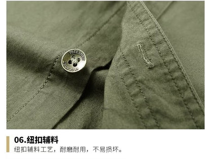 New Summer Men's Short Shirt Korean Casual Oversized Navy Blue Cargo Shirt Classic Retro Men Clothing Outdoor Sports Durable Top