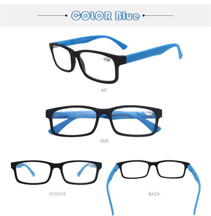 MODFANS Óculos de Leitura Masculino Feminino Retangular Clássico Leitores Eeyeglasses Armação Flexível Dobradiça de Mola com Dioptria +1.0 a +4.0