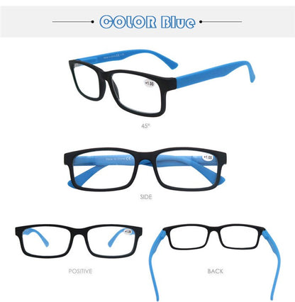 MODFANS Óculos de Leitura Masculino Feminino Retangular Clássico Leitores Eeyeglasses Armação Flexível Dobradiça de Mola com Dioptria +1.0 a +4.0