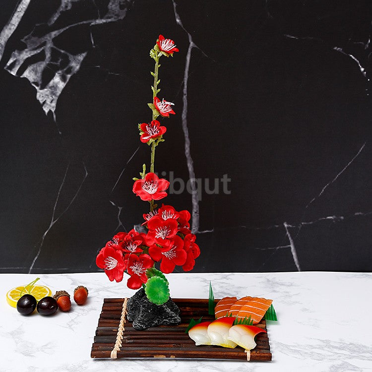 Bandeja de prato para frutos do mar, Barco de Sushi, Plantas de Flores Decorativas, Concepção Artística, Pequeno Ornamento Decorativo, Flor de Pêssego Criativa