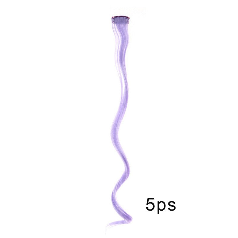 5pcs Colorful Curly Wavy Hair Extensions 18 inch Synthetic Wave Clip-In Hairpieces for Women Cosplay Christmas & New Year Gifts