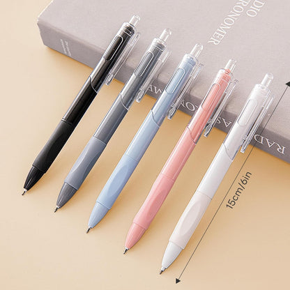 Canetas Gel Retráteis, Pacote com 5, Tinta Preta de Secagem Rápida 0,5mm, Canetas Esferográficas de Escrita Suave para Escola, Escritório e Material de Papelaria