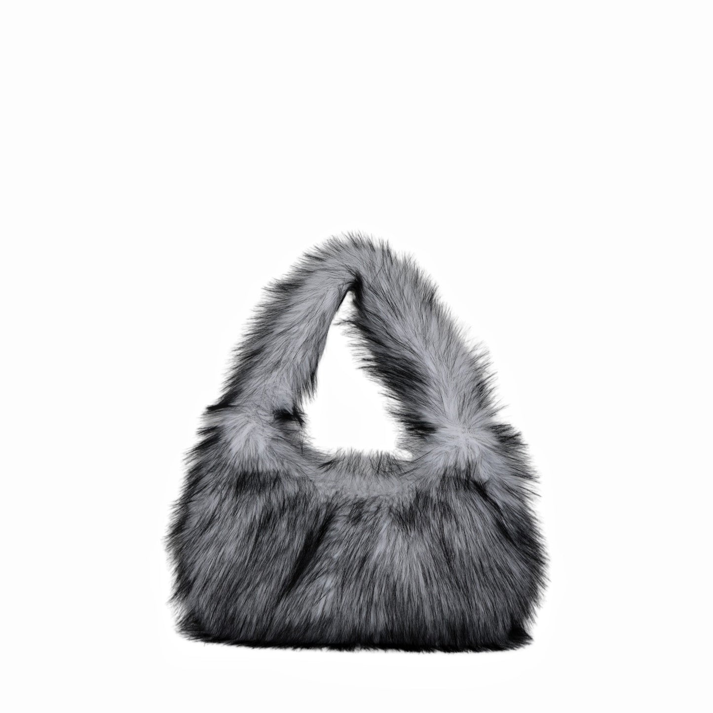 Solid Color Plush Dumpling Bag Simple Style Niche Design Faux Fur Handbag Tote Small Women's Underarm Hobo Bag