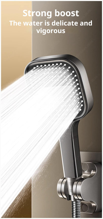 Chuveiro de alta pressão com painel grande de 13CM, com filtro, 3 modos, bico de pulverização de grande fluxo, chuveiro quadrado para banheiro