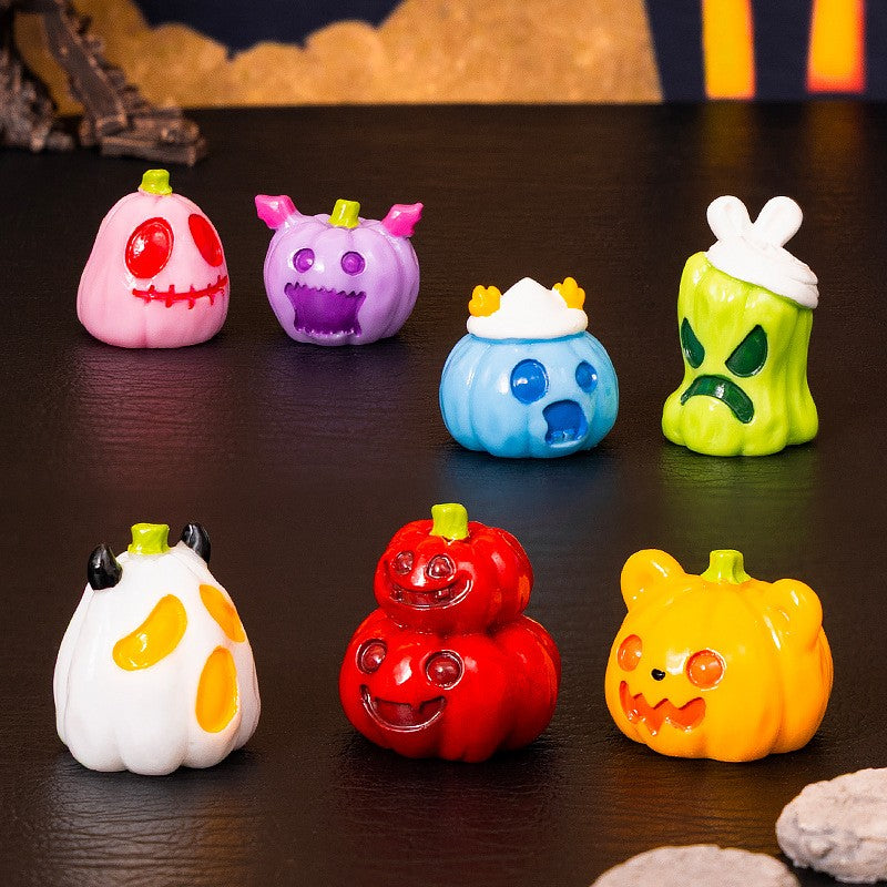 8/16/24pcs Luminous Halloween Micro Landscape Miniature Figurine Resin Craft Mini Fairy Garden Ornament Pumpkin Ghost Decoration
