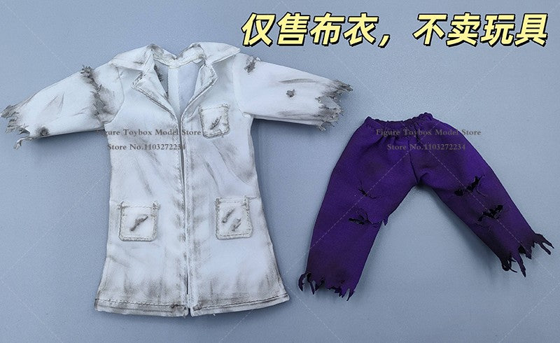 1/12 Escala Boneco Dr. Lagarto Casaco Branco Rasgado Shorts Roxos Acessório de Roupas Para Soldado Ml de 6" Decoração Diy