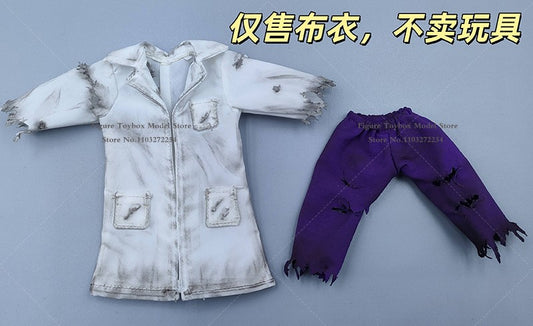 1/12 Escala Boneco Dr. Lagarto Casaco Branco Rasgado Shorts Roxos Acessório de Roupas Para Soldado Ml de 6" Decoração Diy