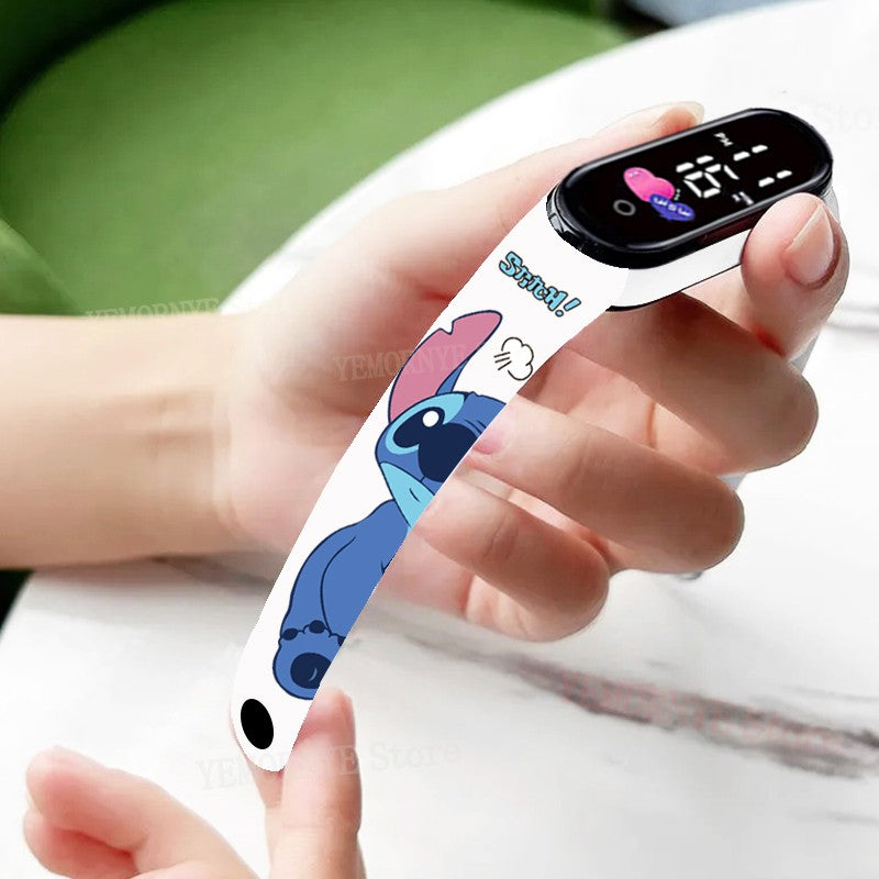 Disney Stitch Digital Kids' Watches Anime Figures LED Luminous Watch Touch Waterproof Electronic Sports Watch Kids Birthday Gift