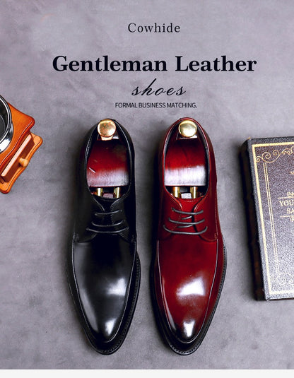 New Brand Genuine Leather Business Dress Shoes Men Formal Wear Casual British Large Size Leather Shoes Pointed Toe Oxfords