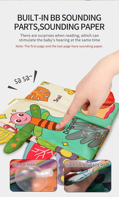 8 Page Tail Cloth Book Touch And Feel Infant Soft Books Cartoon Animals Development Interactive Early Education Toys For Baby