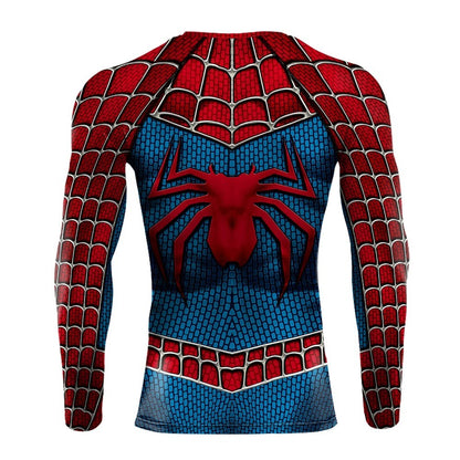 Mens Compression Shirts Long Sleeve Comics Spider Cosplay T-Shirt Superhero Tops Elastic Fitness Sportwear Halloween Clothes