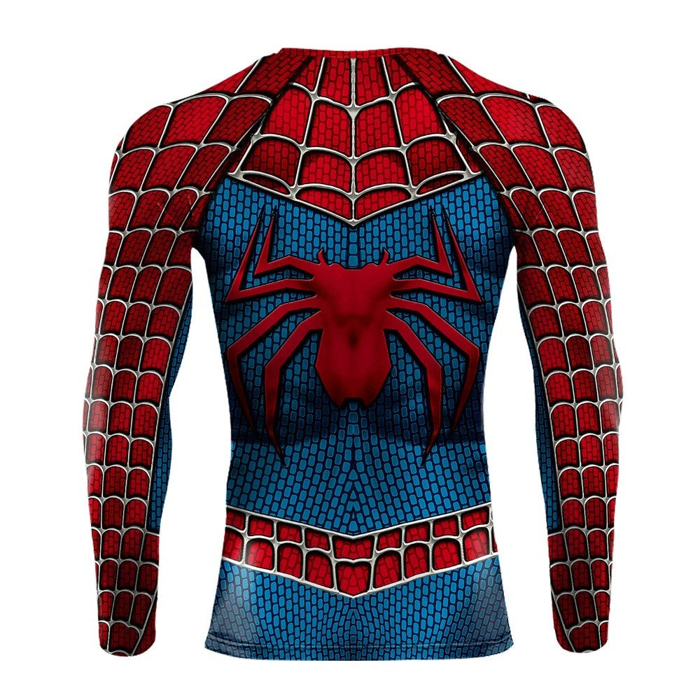 Mens Compression Shirts Long Sleeve Comics Spider Cosplay T-Shirt Superhero Tops Elastic Fitness Sportwear Halloween Clothes