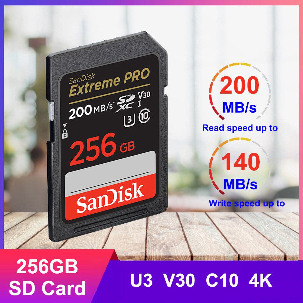 Cartão SD SanDisk 32 GB SDHC 64 GB 128 GB 256 GB Cartão SDXC Cartões de memória C10 Velocidade de leitura de até 200 MB/s U3 V30 Cartões Flash 4K UHD para Câmera