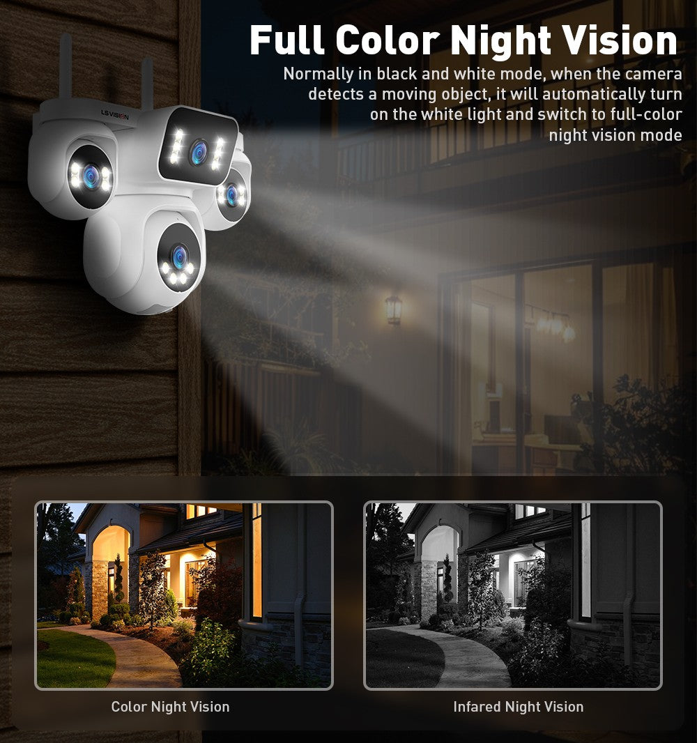 LS VISION 20MP IP Camera with 5m Cord 12X Zoom WiFi Security Cameras 4 Screens Night Vision Human Detection Auto Tracking HiEasy