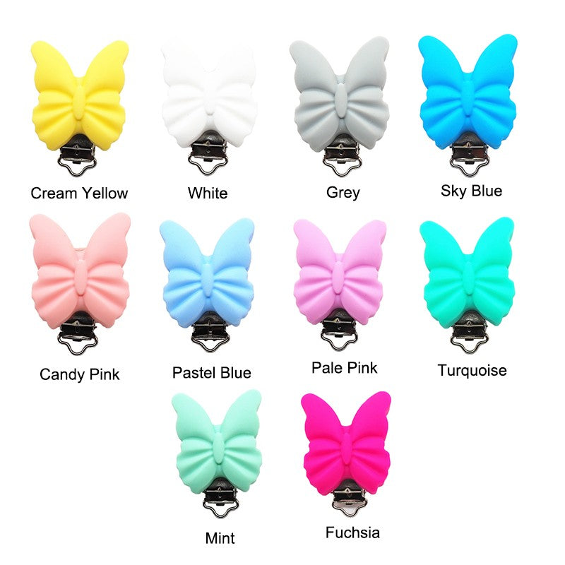 Chenkai 10PCS Round Bear Star Silicone Teether Clip DIY Baby Pacifier Dummy Chain Holder Soother Nursing Jewelry Toy Clips