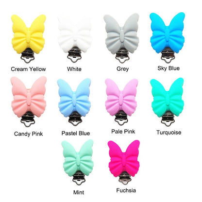 Chenkai 10PCS Round Bear Star Silicone Teether Clip DIY Baby Pacifier Dummy Chain Holder Soother Nursing Jewelry Toy Clips