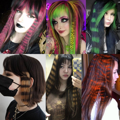 Extensão de Cabelo Sintético LUPU Pena Colorida Fake Hair Clip Em Uma Peça Para Mulheres Cosplay Festa Estilo Y2K