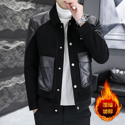 Korean Winter Jacket for Men Thickened and Warm Wool Blends Jacket Casual Business Streetwear Overcoat Social Men Clothing 2023