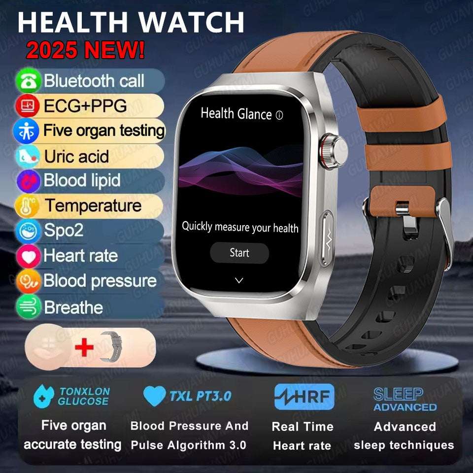 2025Novo Micro Exame Físico Smartwatch Para Homens Ácido Úrico Gordura Corporal Relógios de Saúde de Cinco Órgãos Chamada Bluetooth SmartBracelet