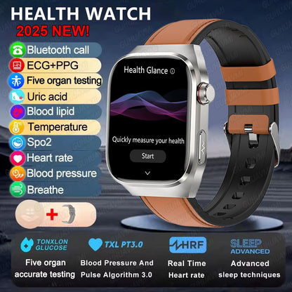 2025Novo Micro Exame Físico Smartwatch Para Homens Ácido Úrico Gordura Corporal Relógios de Saúde de Cinco Órgãos Chamada Bluetooth SmartBracelet