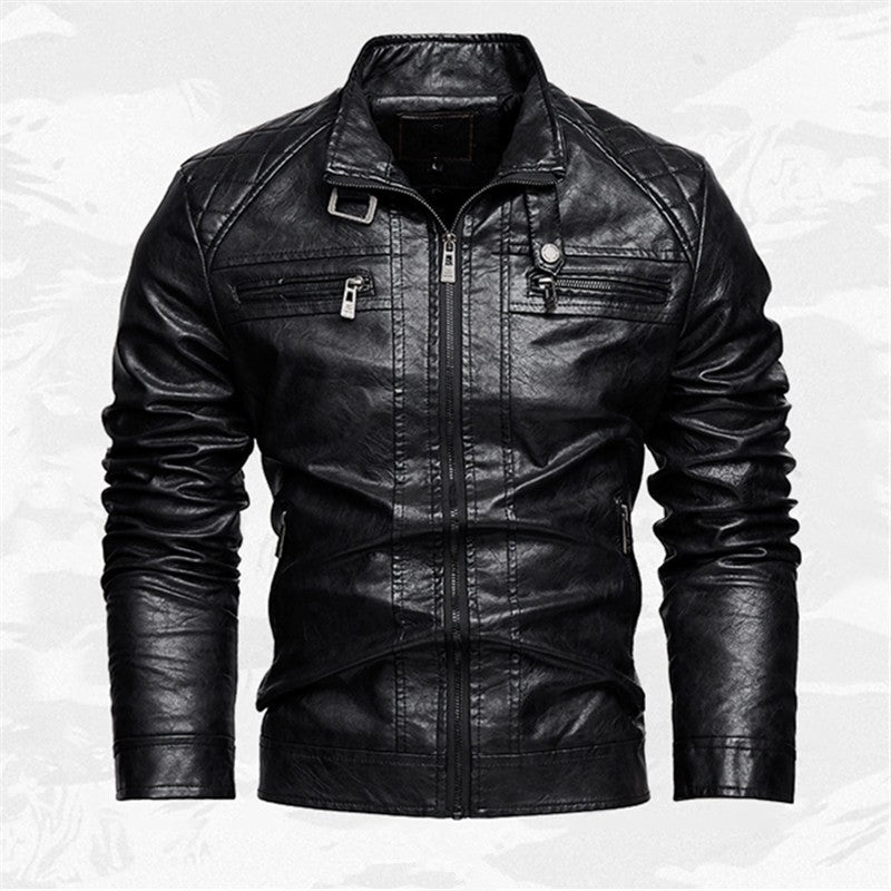 PU Leather Jacket Men Autumn Winter Motorcycles Faux Leather Coats Fashion Male Stand Collar Moto Biker Vintage Casual Outwear
